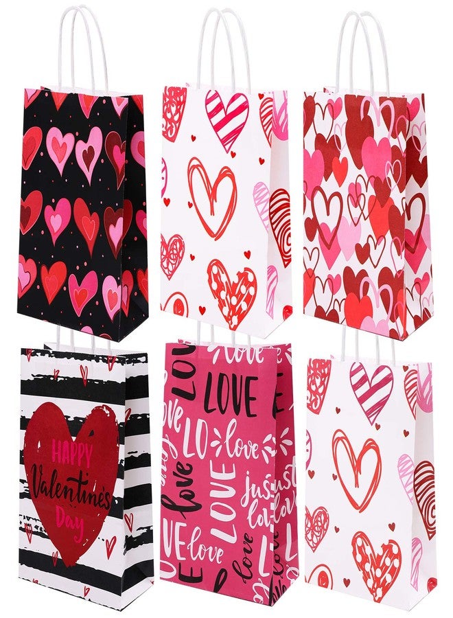 Cooraby 20-Piece Valentines Day Paper Bags - Red and Pink Color Hearts with Handle for Party Favors - Image 1